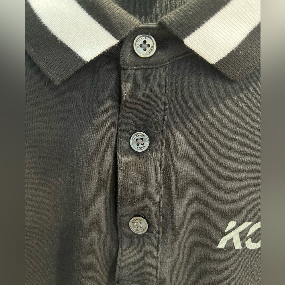 Michael Kors - Black & White Cotton Jersey Polo Shirt - Men’s Small - Picture 4 of 5